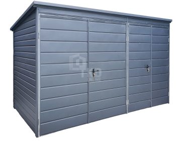 Záhradný domček 3,5x2m – 2x Dvojkrídlové dvere – Antracit – Strecha spád dozadu TKD226