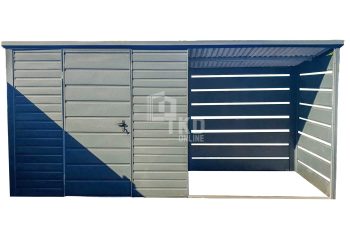Záhradný domček 2,5×1,5m + prístrešok 2,2m – Dvere – Antracit – Strecha spád dozadu TKD239