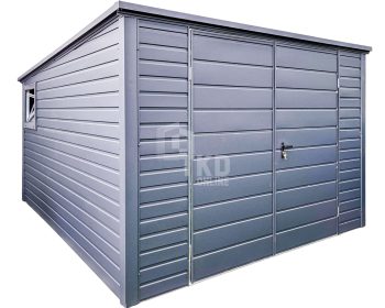 Záhradný domček 3x4m – Dvojkrídlové dvere – Okno – Antracit – Strecha spád dozadu TKD276