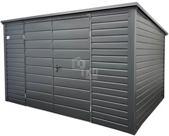 Záhradný domček 4×2,5 m – dvojkrídlové dvere – antracit BTX 7016 – strecha spád dozadu TKD320