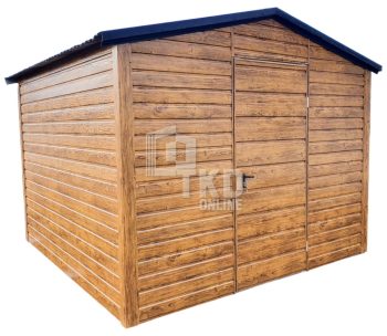 Záhradný domček 3x3 – dvere – antracit BTX 7016 + orech svetlý – imitácia dreva – strecha dvojspádová (sedlová)  TKD155